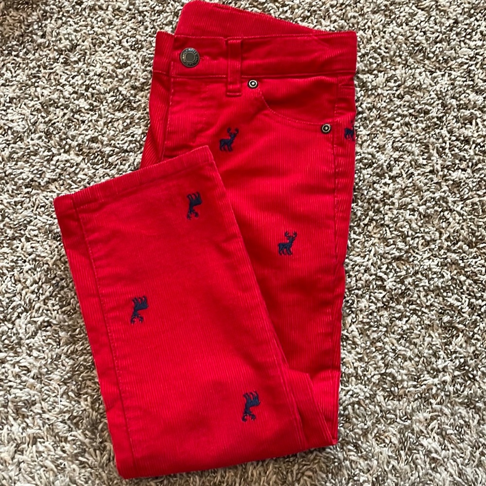 Janie and Jack red corduroy size 5 reindeer pants